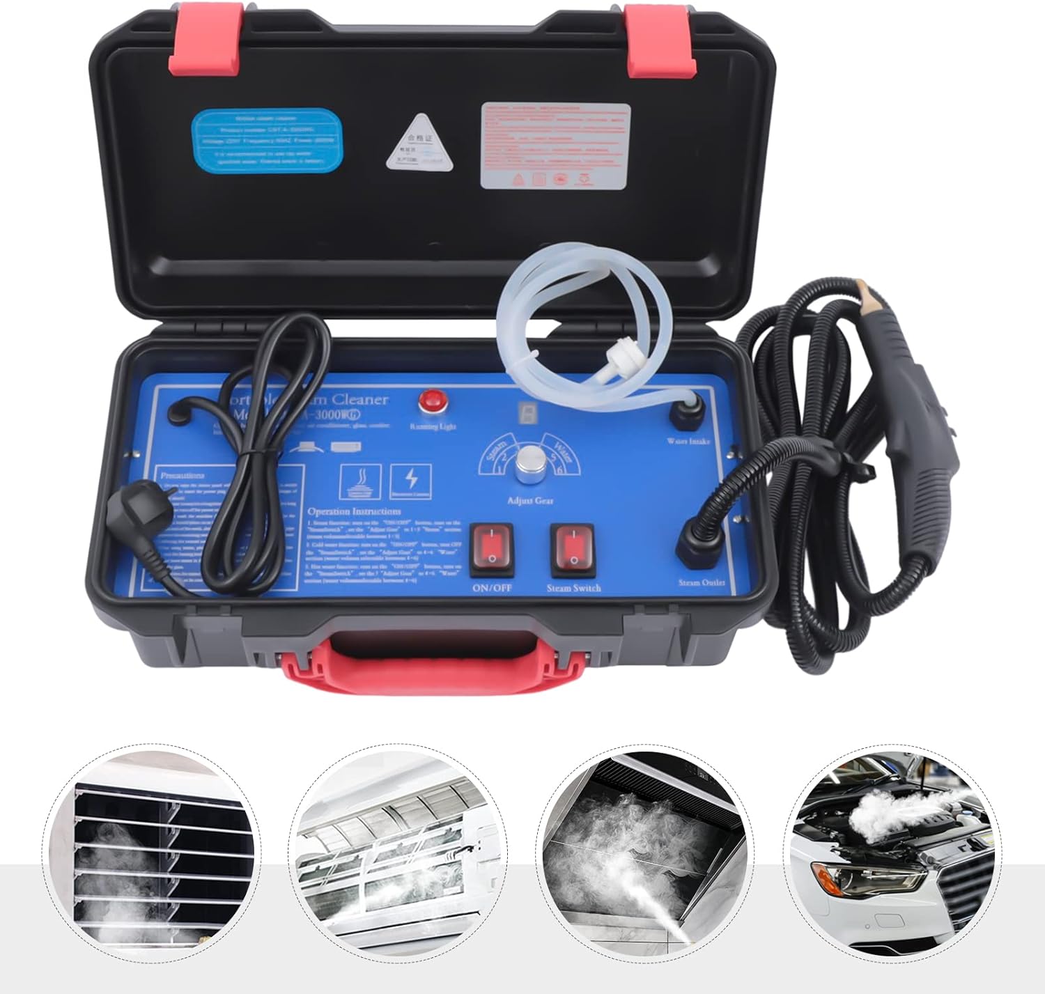 1700W High Pressure Steam Cleaner, Portable Steamer for Car Kitchen Bathroom Seat Furniture Floor - 110V