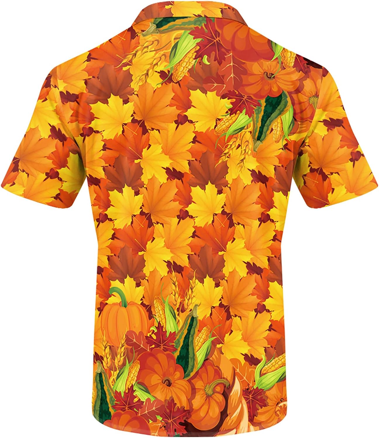 Eciodci Men's Thanksgiving Button Down Shirt Funny Turkey 3D Printed Fall Leaves Novelty Short Sleeve Hawaiian Shirts for Men - Image 2