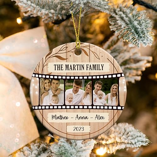 Vista 48 de Adorno de Navidad con foto personalizada de mi segunda Navidad 2025, adorno personalizado de cerámica para bebé, adorno colgante para árbol