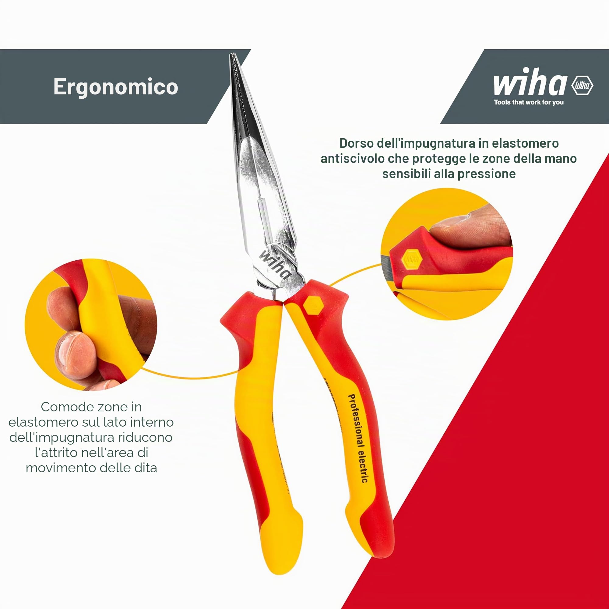 Wiha Z 05 0 160 06SB - Pinza a gomito professionale, elettrica, con lama, Colori assortiti