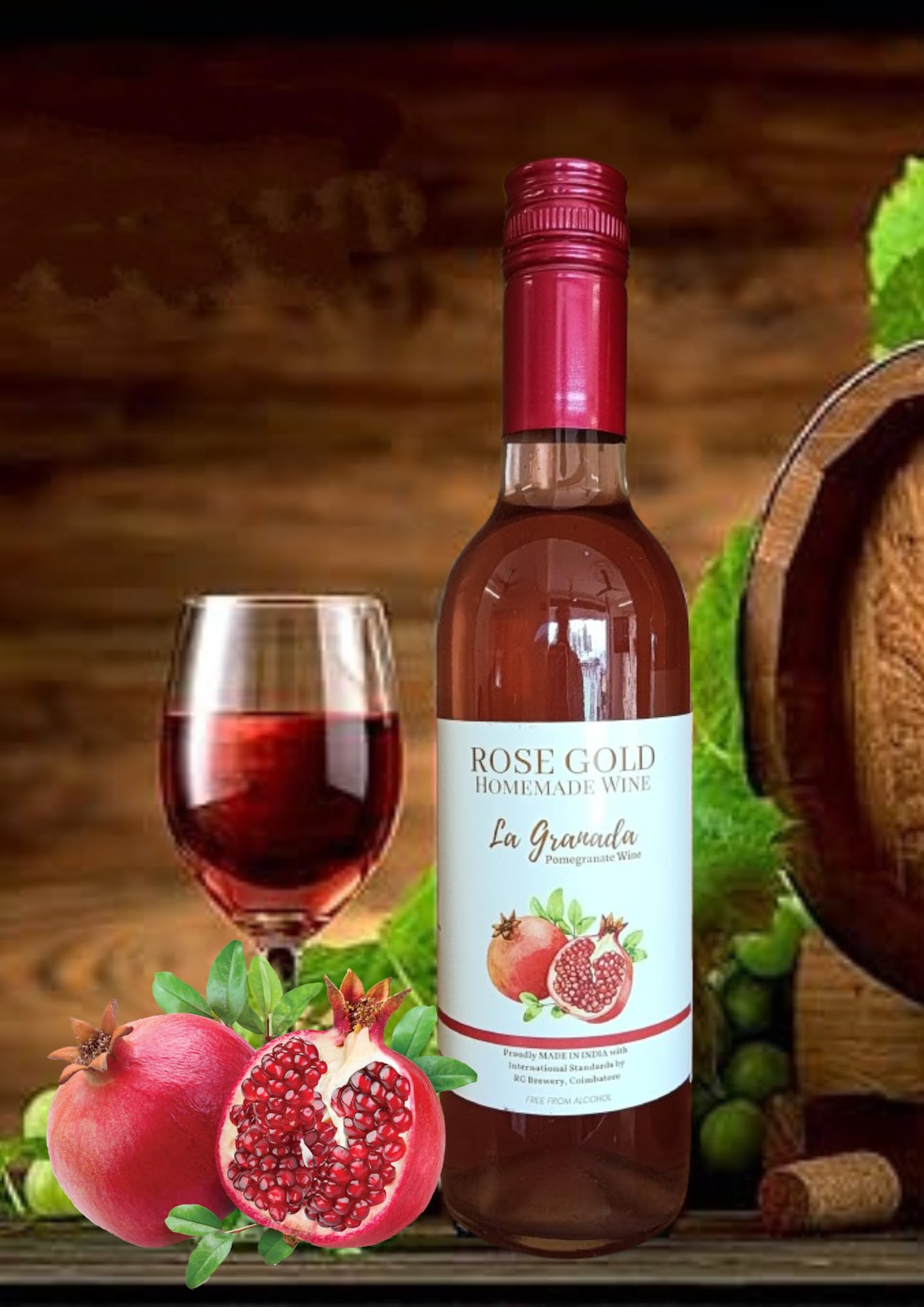 Rosegold-La Granada- Homemade Non alcoholic Pomegranate Wine -375ml (B0CJJXML7V) Amazon Price History, Amazon Price Tracker