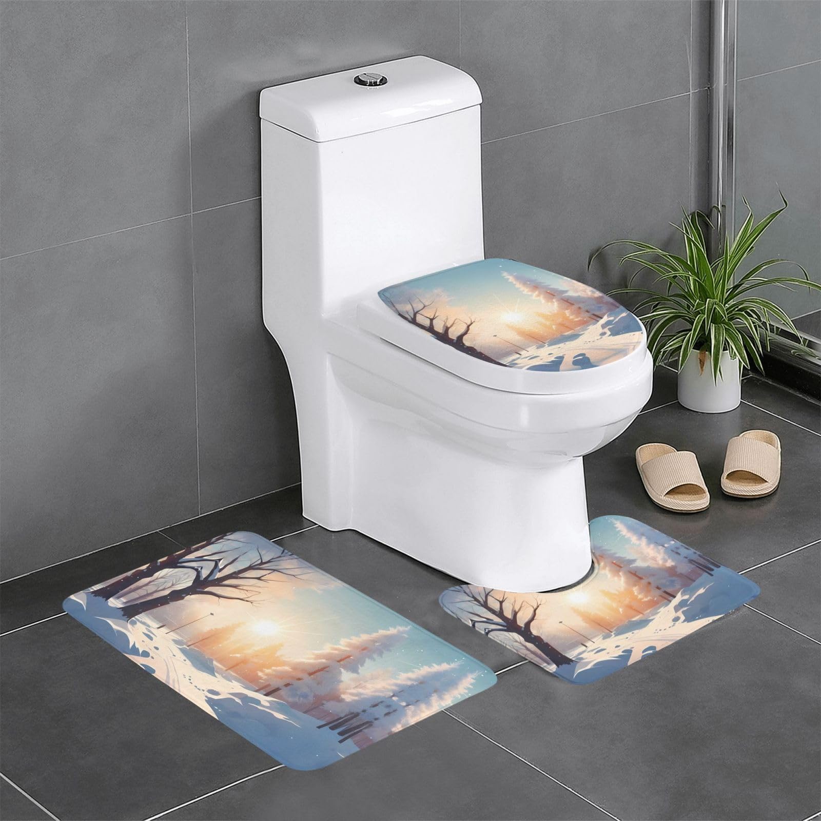 Tapis de salle de bain antidérapants motif soleil d'hiver pour réveiller la déco des toilettes