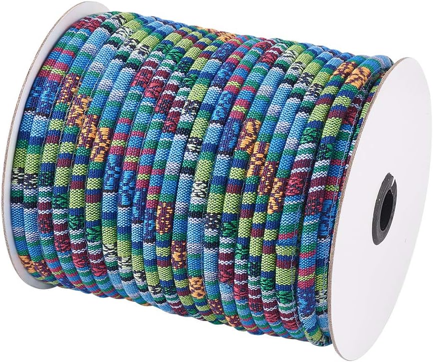 FASHEWELRY 50 Yards/Roll Rope Cloth Ethnic Cords 6mm Bohemia Round Braided Thread String for DIY Bracelet Necklace Jewelry Making (Cornflower Blue)