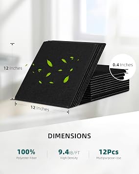18 PCS Sound Proofing Panels Self-Adhesive, JAMELO 30x30x0,9cm Square Acoustic Absorbing Panels for Wall, High Density Insulation Soundproofing Panels for Recording Studio, Game Room, Offices, Black