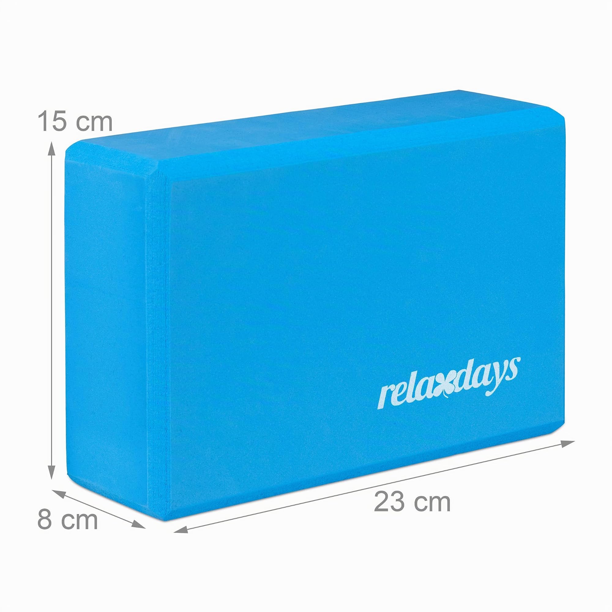 Relaxdays Set da 10 Blocchi per Yoga, Mattoncini per Esercizi, in Gommapiuma, Antiscivolo, HxLxP 8x23x15 cm, Blu