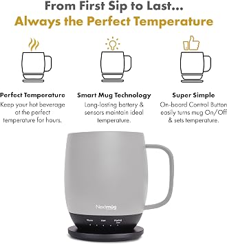 Nextmug - Temperature-Controlled, Self-Heating Coffee Mug (Almond - 415 mL)
