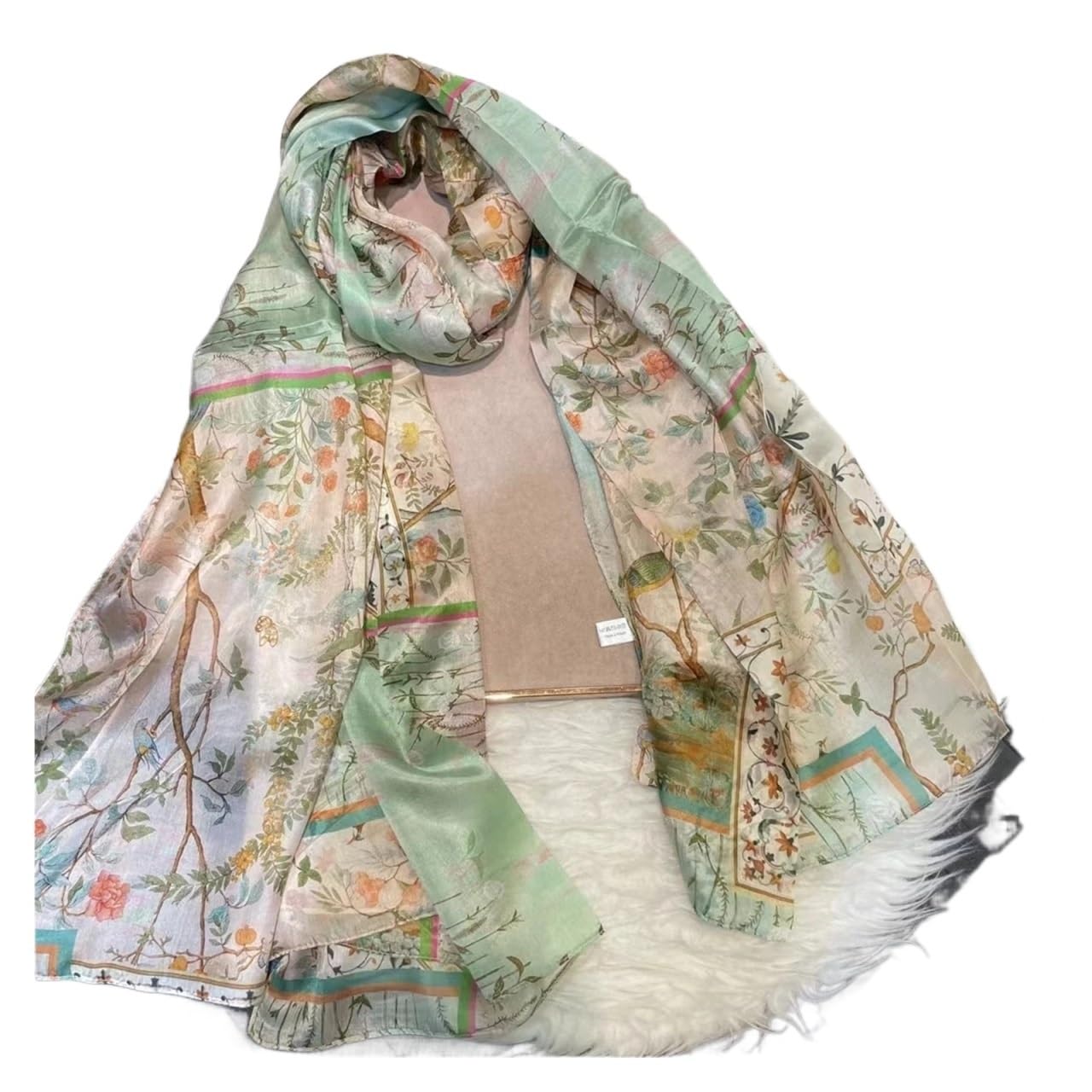 Sciarpa di Seta Sciarpa di seta verde chiaro Moda donna Primavera Estate Sciarpe da spiaggia floreali Scialli Autunno Inverno Sciarpe lunghe Avvolge 180 * 110 cm (Color : Blue green)