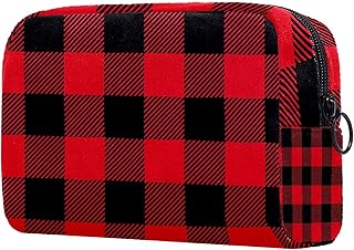 Bolsas de cosméticos para mujer, grande, color rojo, negro, bolsa portátil, bolsa de maquillaje, neceser organizador con cremallera