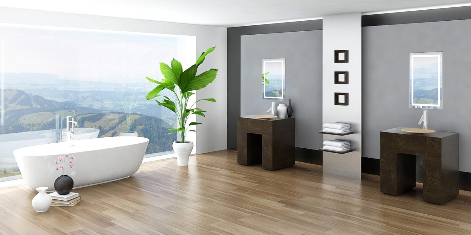 Krugg | Large 66 Inch X 36 Inch LED Bathroom Mirror | Lighted Vanity Mirror Includes Dimmer  Defogger | Wall Mount Vertical or Horizontal Installation