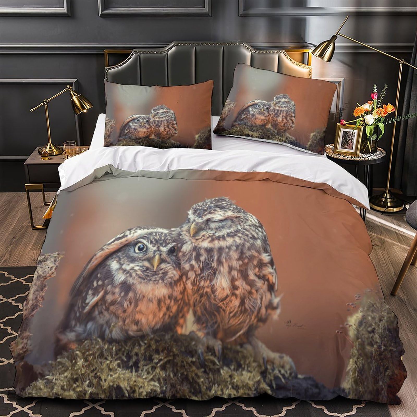 Parure de lit hibou 135x200cm pour en finir avec la couette qui glisse