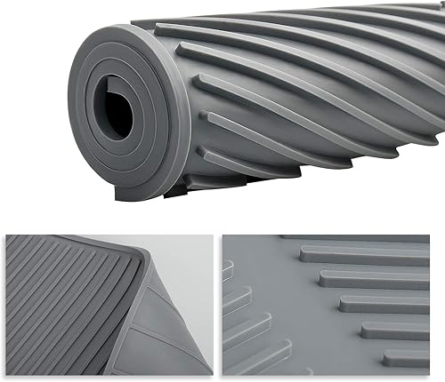 Miniatura 6 de Suruid Tapete de silicona para secado de platos para múltiples usos, fácil de limpiar, resistente al calor, tapete de silicona para encimera de