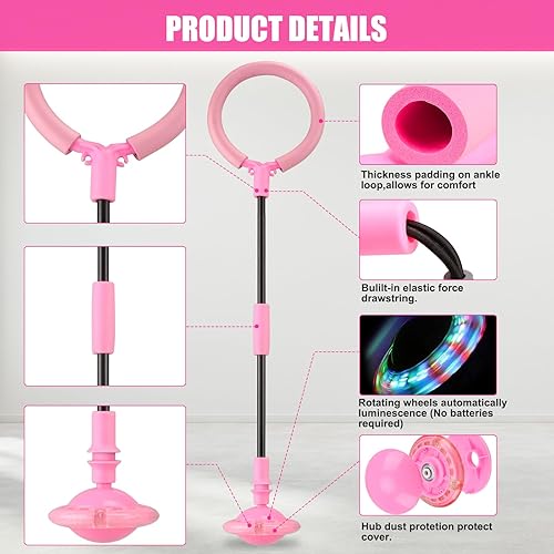 Vista 4 de Pelota de salto de tobillo para niños, pelota plegable para saltar con rueda flash, juguetes de juego exterior para niños y adultos, regalo
