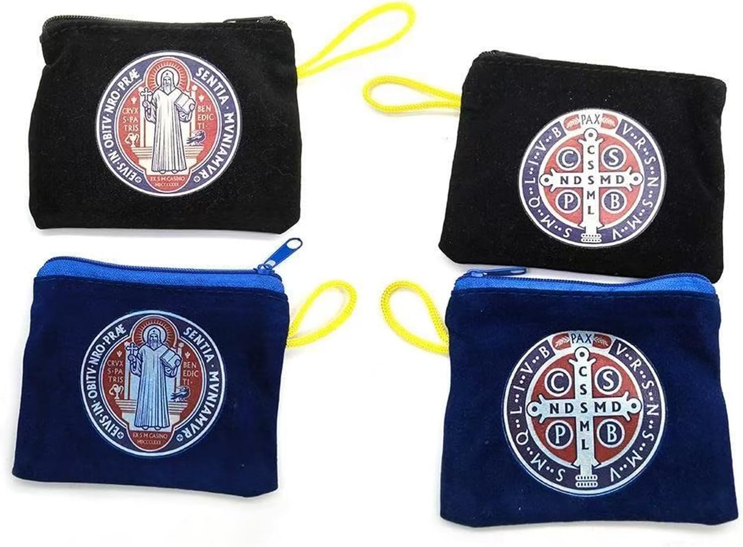 St. Benedict Medal Zipper Pouch - Black Velvet Catholic Religious Coin Purse, Small Organizer Bag for Rosaries, Jewelry, Cash & Daily Essentials, Spiritual Gift for Catholics (ferrous)