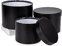 Vista 9 de Caja de regalo rosa redonda con tapas, juego de 3 cajas de regalo anidables para regalos, cajas de flores de varios tamaños para arreglos