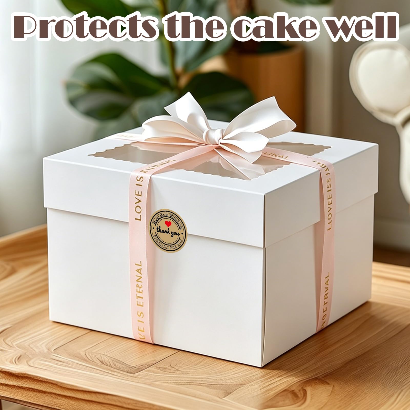 Set di 5 Scatola per Torta, 30,5x30,5x20,3cm, Bianche Scatole per Dolci in Cartone, Scatole per Torte con Finestra Vassoi, Porta torta cartone per Dessert, pasticcini (A)