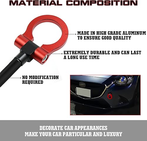 Miniatura 5 de x xotic tech Sport Track Racing Style CNC Aluminio atornillado gancho de remolque parachoques delantero compatible con Mazda 3 6 CX-5 MX-5 o