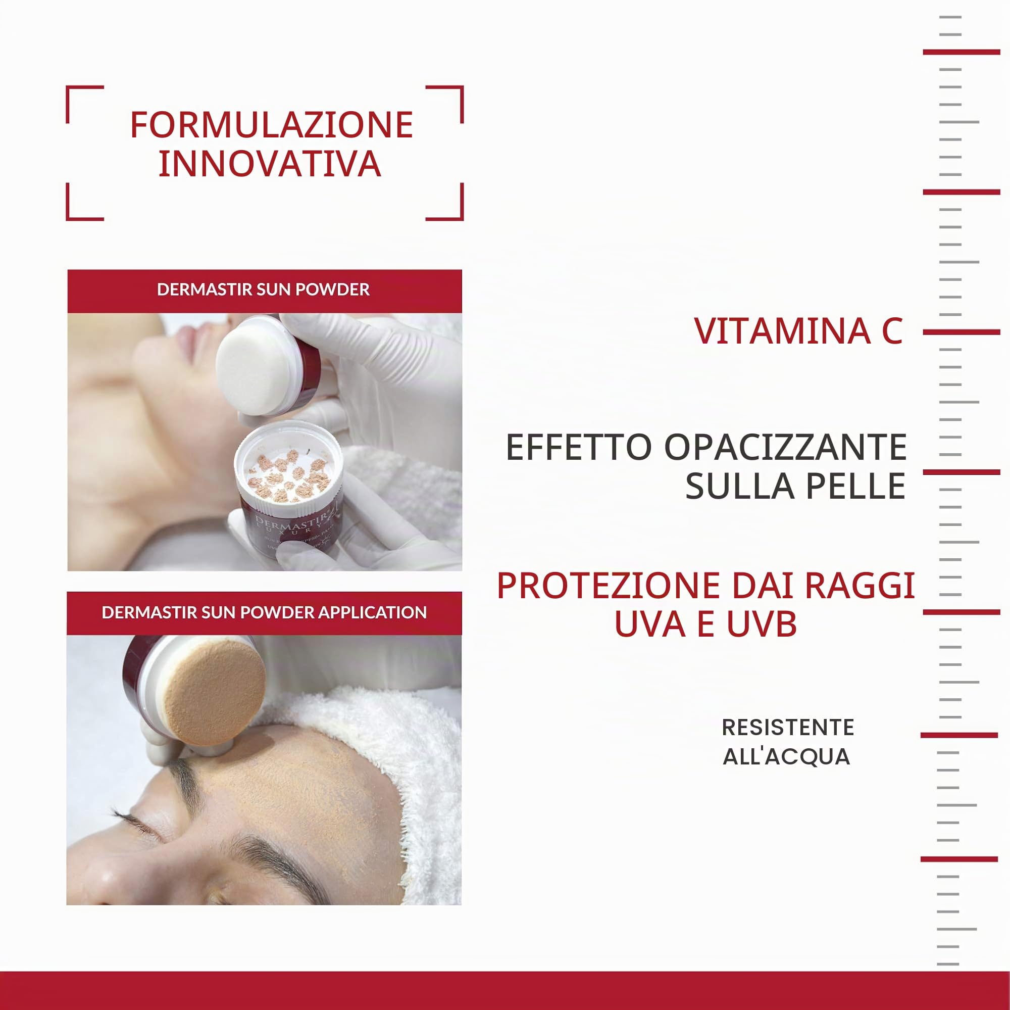 Dermastir Protezione Solare in Polvere SPF 50+ Cipria Viso con Filtri UVA/UVB Finitura Opaca, Minimizza le Imperfezioni - Made in France, 13g