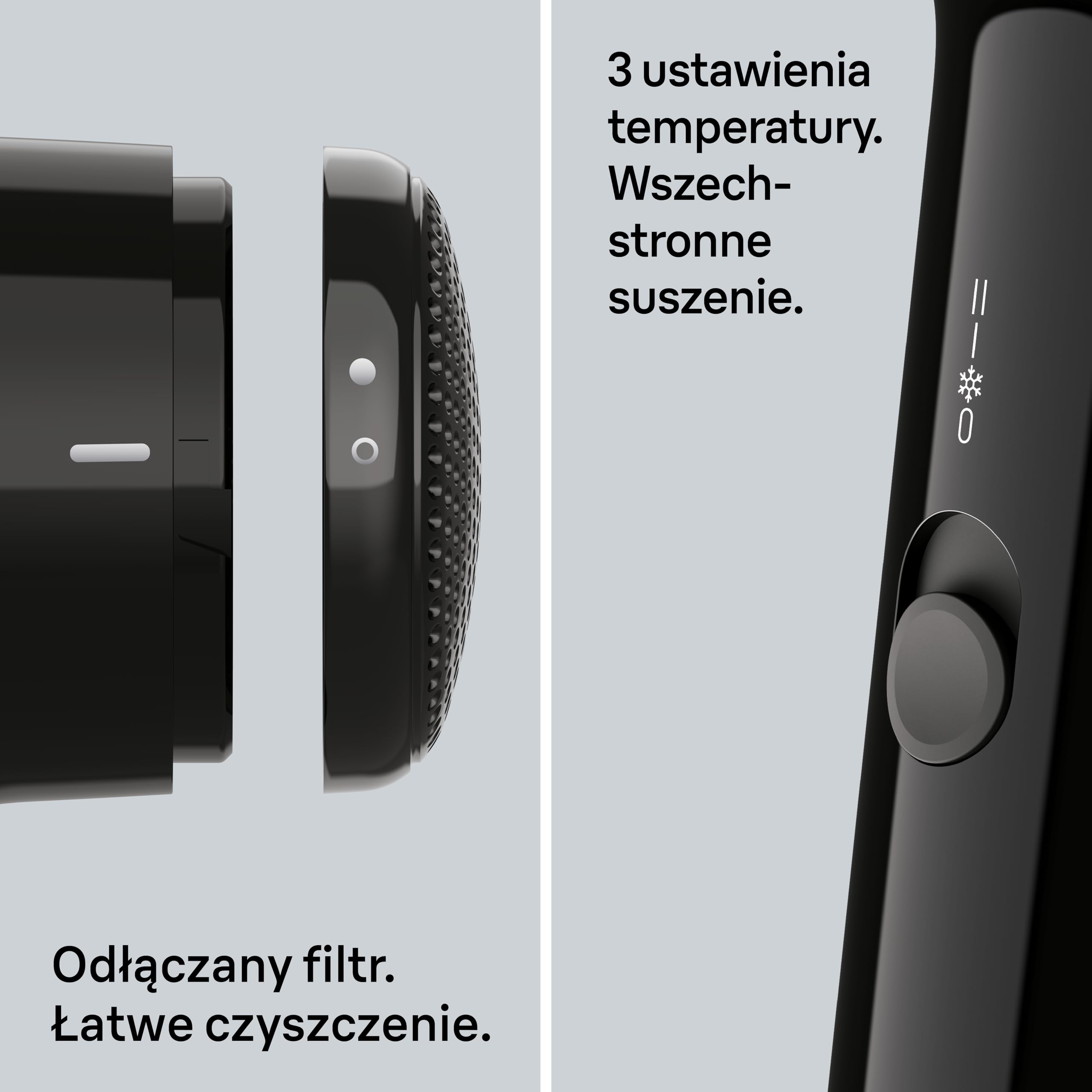 Braun HD1.5 Suszarka 1800W 3 ustawienia temperatury/prędkości czarna BRHD150E