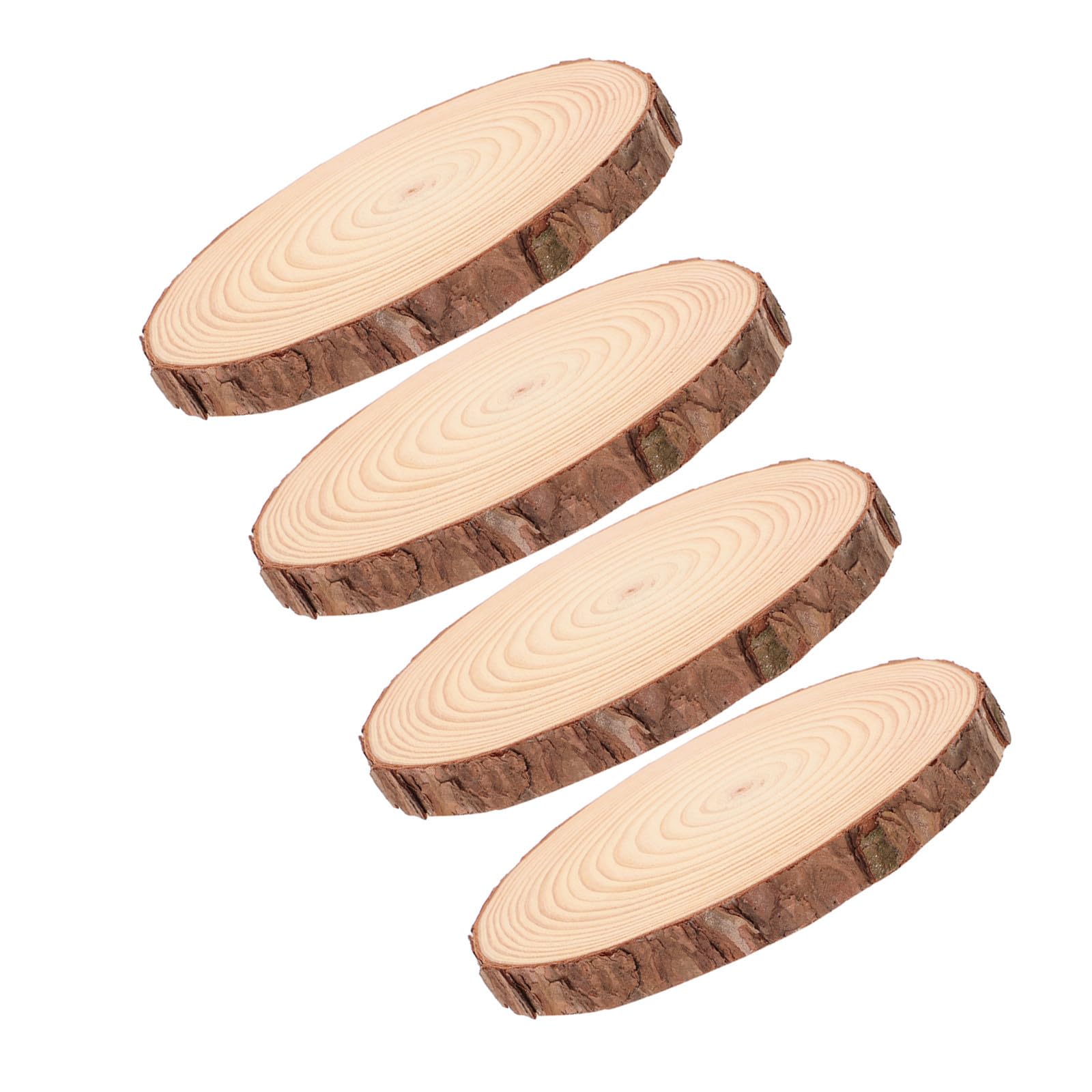 OUNONA 4 Stück Rustikale Flaches mit Natürlicher Braun Party Dekoration Holzscheiben Maserung Wiederverwendbar Design Herbst und Hochzeitstisch und Brautparty