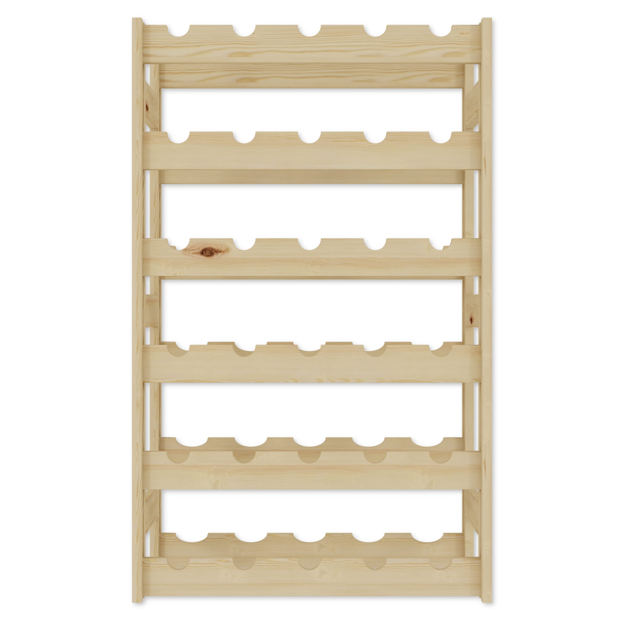 Lenmar Serie RW RW-1-30 - Portabottiglie in legno per bottiglie di vino naturale, 86 x 53 x 25, 6 lettini, per 30 bottiglie, vino, portabottiglie, cantina, mensole