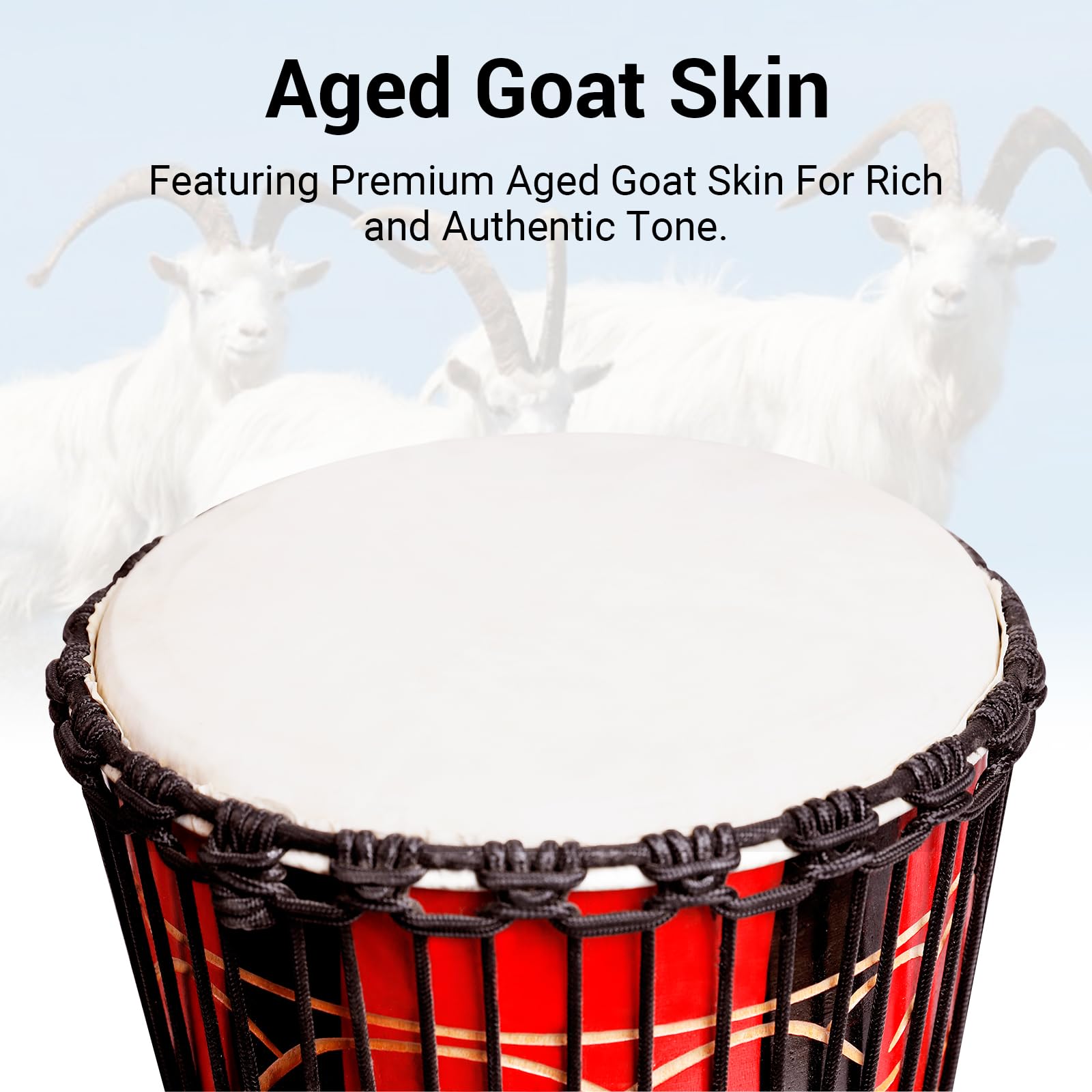 Djembe Drum, MOSEN Africa Drum Hand-Carved 8'' x 20'' Mahogany Goat skin DrumAhead for Adults Beginners(8 inch)