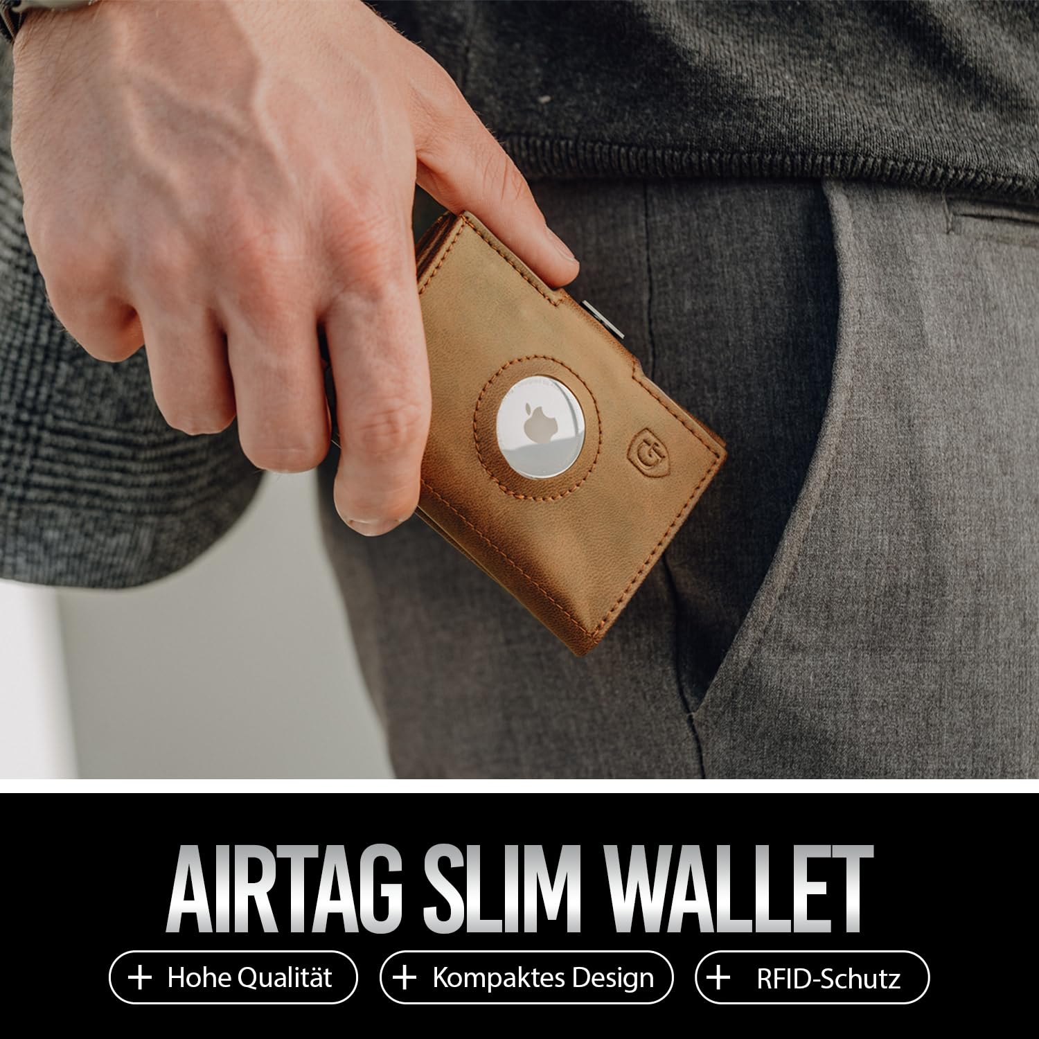 GenTo Smartlet Air - Slim Wallet - Cartera con y sin monedero - Protección RFID NFC certificada TÜV - Mini monedero - Funda delgada para tarjetas de crédito para hombre y mujer - Incluye, marrón,