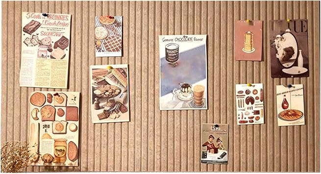 24x16 inches Large Bulletin Board, Decorative Felt Pin Board, 0.35 Thick Foldable Photo Display Board with Self-Adhesive Tape, Vision Board for School Home Kitchen Office Walls - Dark Camel