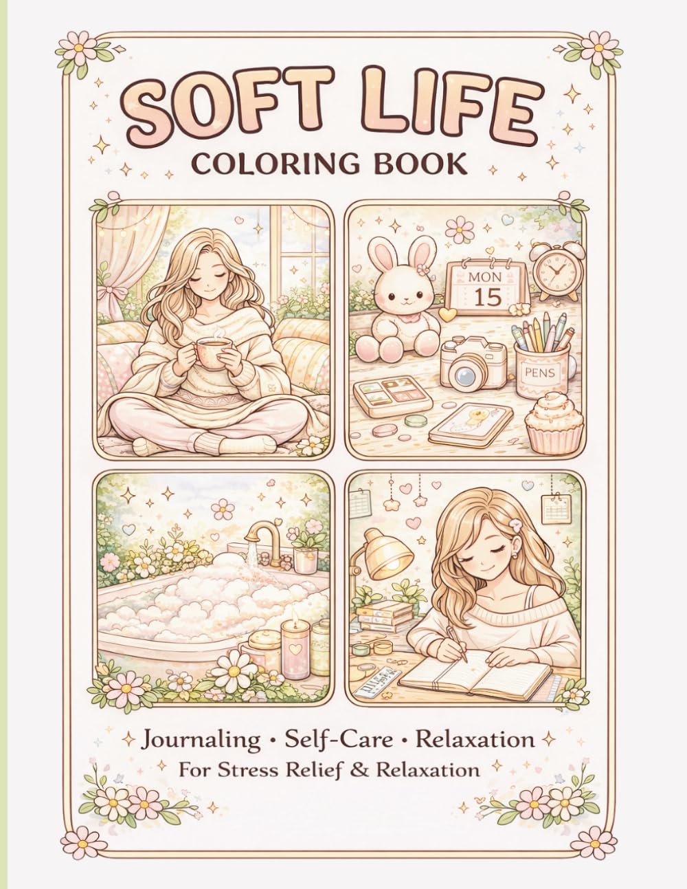 Cozy Affirmations & Relaxing Self-Care Scenes for Women | Stress Relief, Mindfulness & Calm Aesthetic Coloring: Relax, unwind & romanticize your life ... illustrations and gentle quotes for the soul