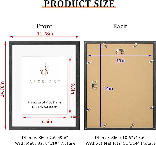 Vista 10 de ATOBART Portarretratos de 5 x 7 pulgadas, hecho de madera maciza de roble cubierto por vidrio real, marco de fotos de madera natural de 5 x 7