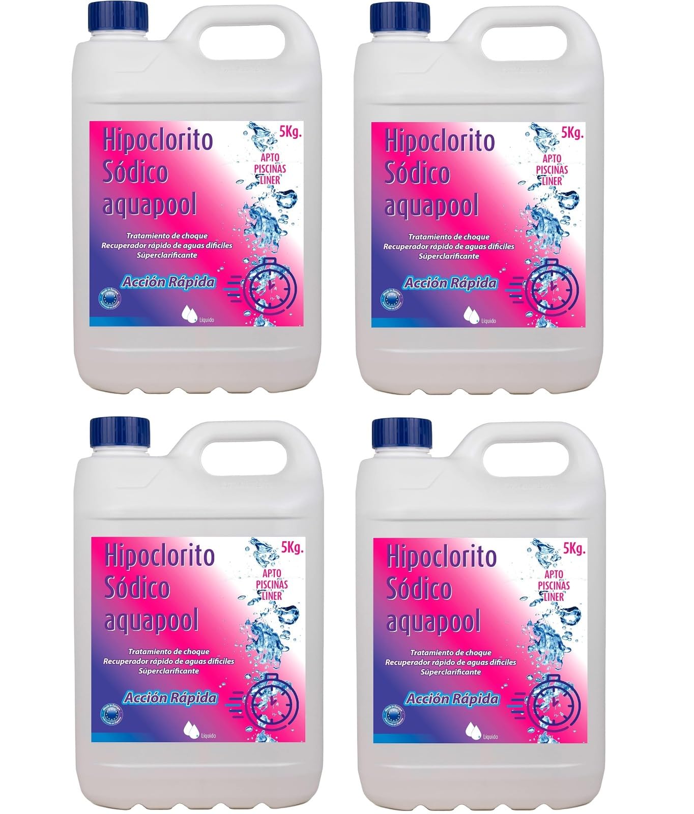 Cloro Choque Líquido Clarificante HIPOCLORITO SÓDICO al 15% AQUAPOOL 6 KG 5 litros - Cloro Acción rápida - Súperclarificante - Recuperador Aguas difíciles - Apto Liner — view 6