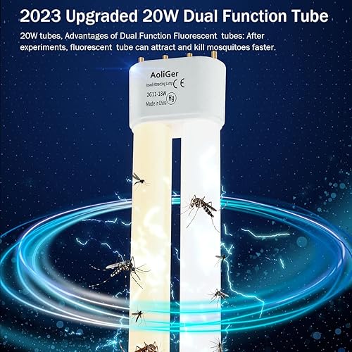 Miniatura 2 de Bug Zapper, 4300 V 20 W AoliGer eléctrico para interiores y exteriores, matamosquitos, trampa para mosquitos, matamoscas con sensor de luz,