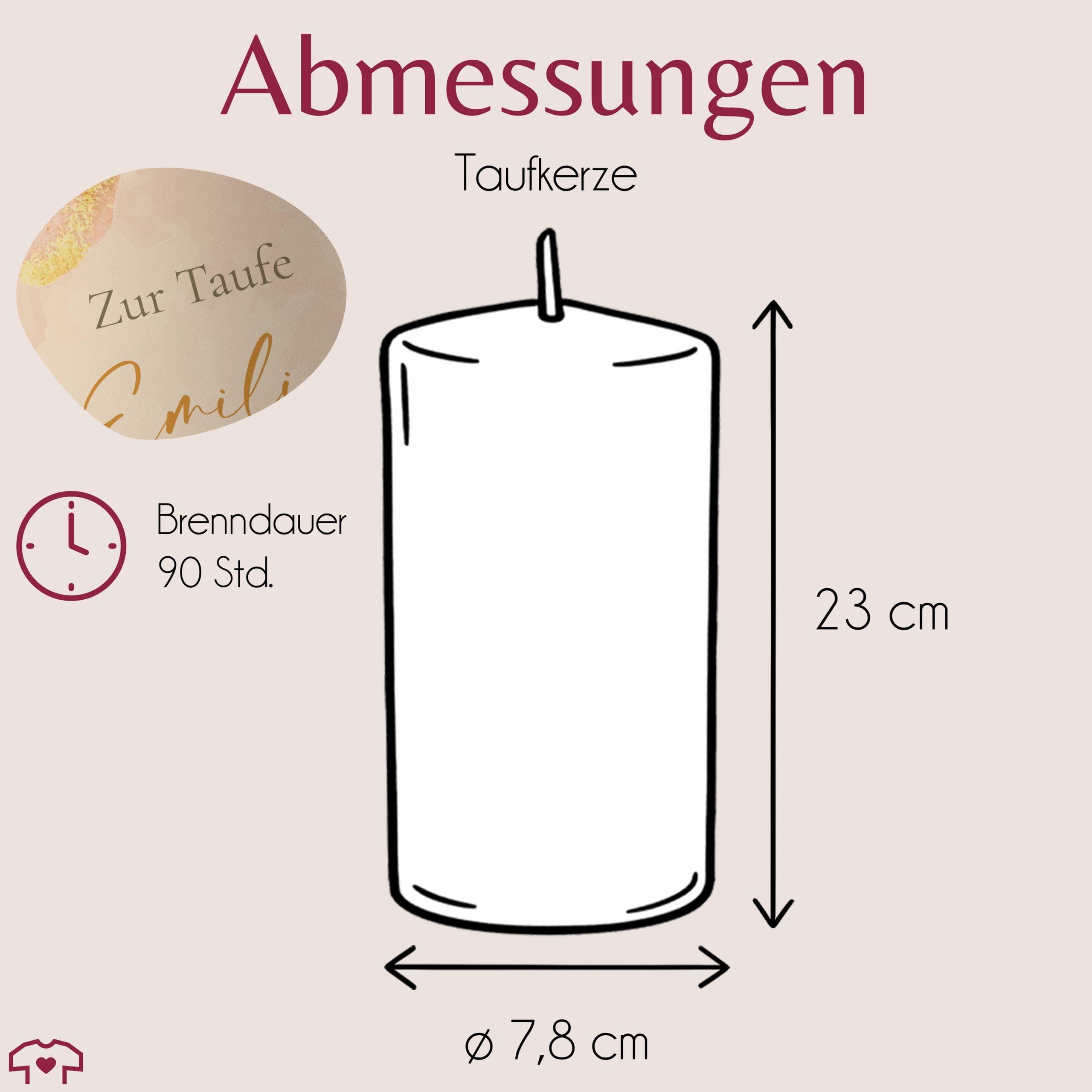 Taufkerze - Zur Taufe mit Name, Datum und Spruch - personalisierte Taufgeschenke für Mädchen - 230/78 mm - Elfenbein