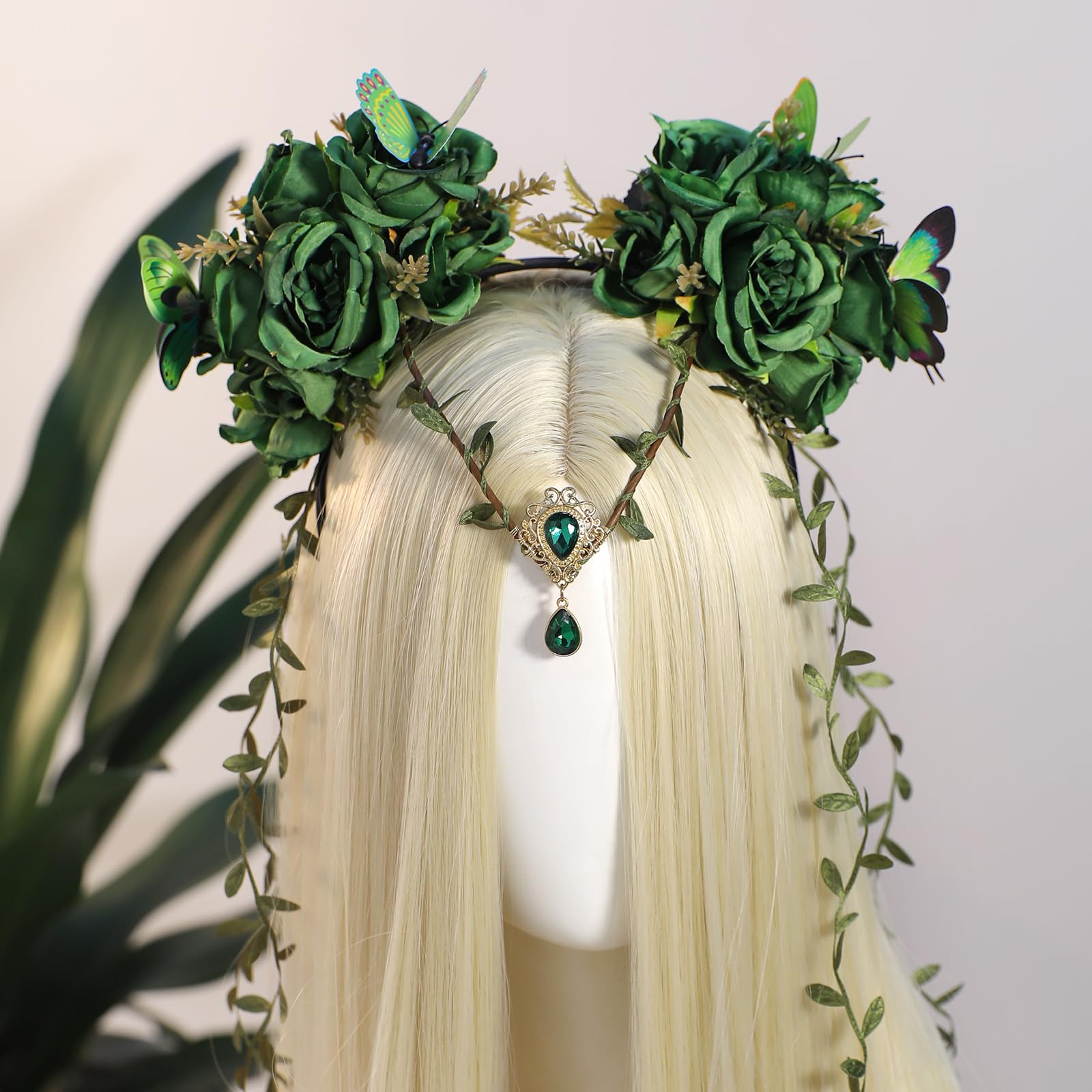 Woodland Flower Fairy Crown Artificial Flowers Leaves Elf Headpiece Costume Acce Amazon.com : MOSTORY Purple Fairy Flower Crown - Elf  main image 4