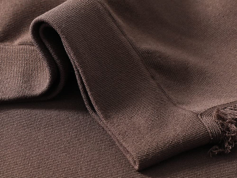 Röcke Damen,Damen Midi Rock Braun Elastisch High Taille Tassel Gestrickt Faltenrock Spleißen A-Line Schaukel Ruched Elegant Lange Röcke Für Mädchen Damen