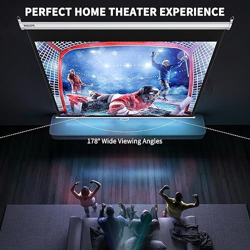 Miniatura 6 de WASJOYE Pantalla de proyector de 84 pulgadas manual desplegable – Pantalla de proyección retráctil HD 16:9 con bloqueo automático – Pantalla