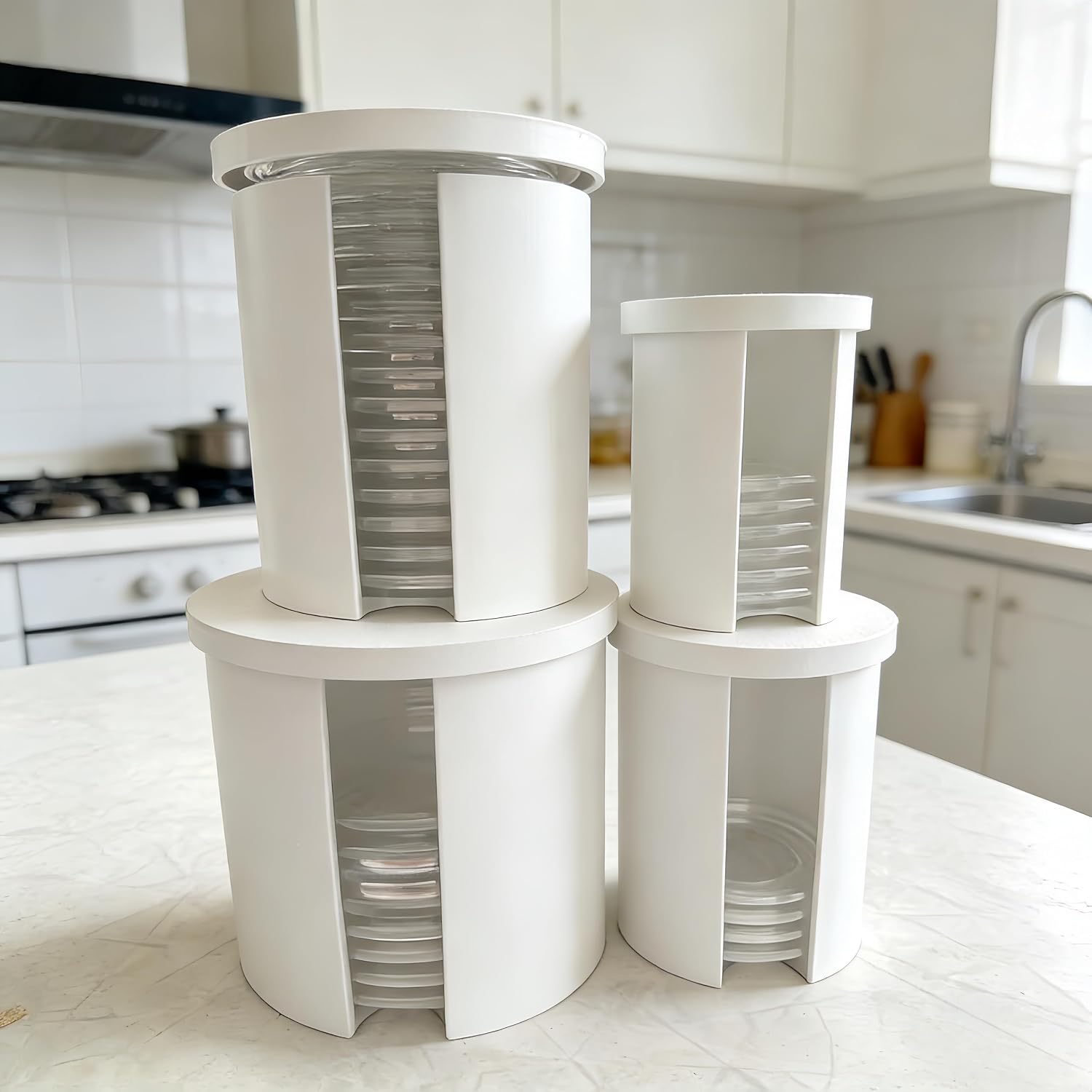 Lid Organizer Compatible with Weck Storage Jars, Stackable Lid Rack for RR40 RR60 RR80 RR100, Kitchen Organization Accessory (All four)