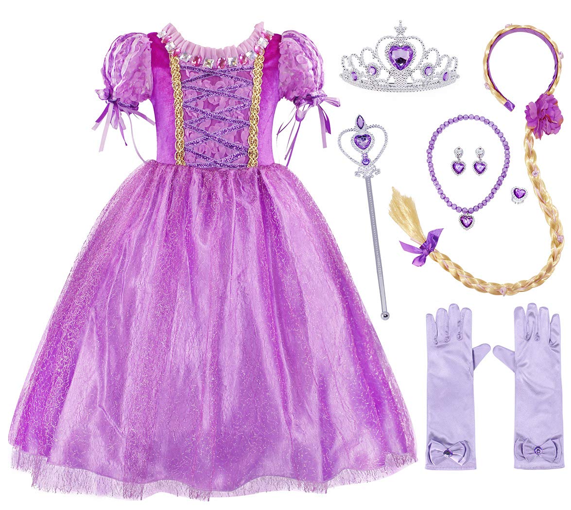 AmzBarleyRapunzel Costume Princess Lepei Dress for Toddler Girls Fancy Party Halloween Christmas Cosplay Costume