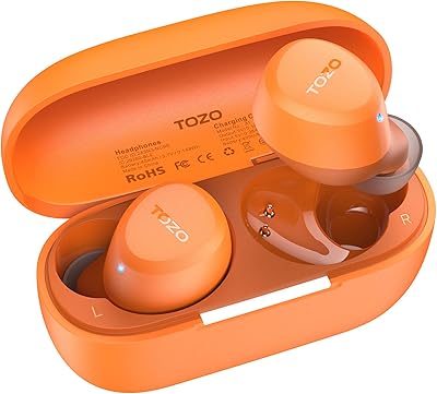 TOZO A1 Wireless Earbuds Bluetooth 5.3 Light Weight in Ear IPX5 Waterproof Headphones 2 Mic for AI Calls, Immersive Premium Sound Bass Headset with Charging Case, 32 Presets EQ Customization via App