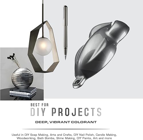 Miniatura 3 de KP Pigments Sparkling Graphite Pearlescent - Polvo de mica fina 100% puro, pigmentado naturalmente, multiusos, manualidades, tinte, fabricación de