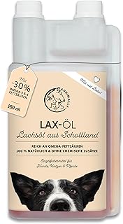 Annimally Lachsöl für Hunde 250 ml reich an Omega 3 & 6 Fettsäuren (mehr als 32%) - Barf Fischöl für Hund und Katze geeignet I Reines Naturprodukt kaltgepresst aus Deutschland
