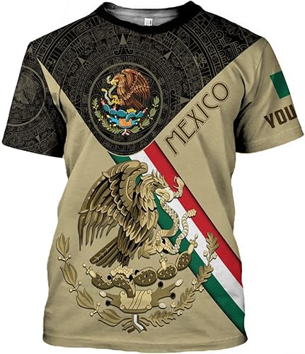 Miniatura 3 de Camisas mexicanas con nombre personalizado para hombres 3D, camisas de México personalizadas para hombres, camisas de México para mujeres, camisa