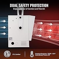 Vista 4 de VEVOR Electric Garage Heater, 10000-Watt Digital Fan-Forced Wall/Ceiling Mount Shop Heater, with Remote Control Overheat Protection, Hardwired with