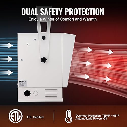 Miniatura 4 de VEVOR Calentador eléctrico de garaje, calentador digital de 10,000 vatios para montaje en paredtecho, con control remoto, protección contra