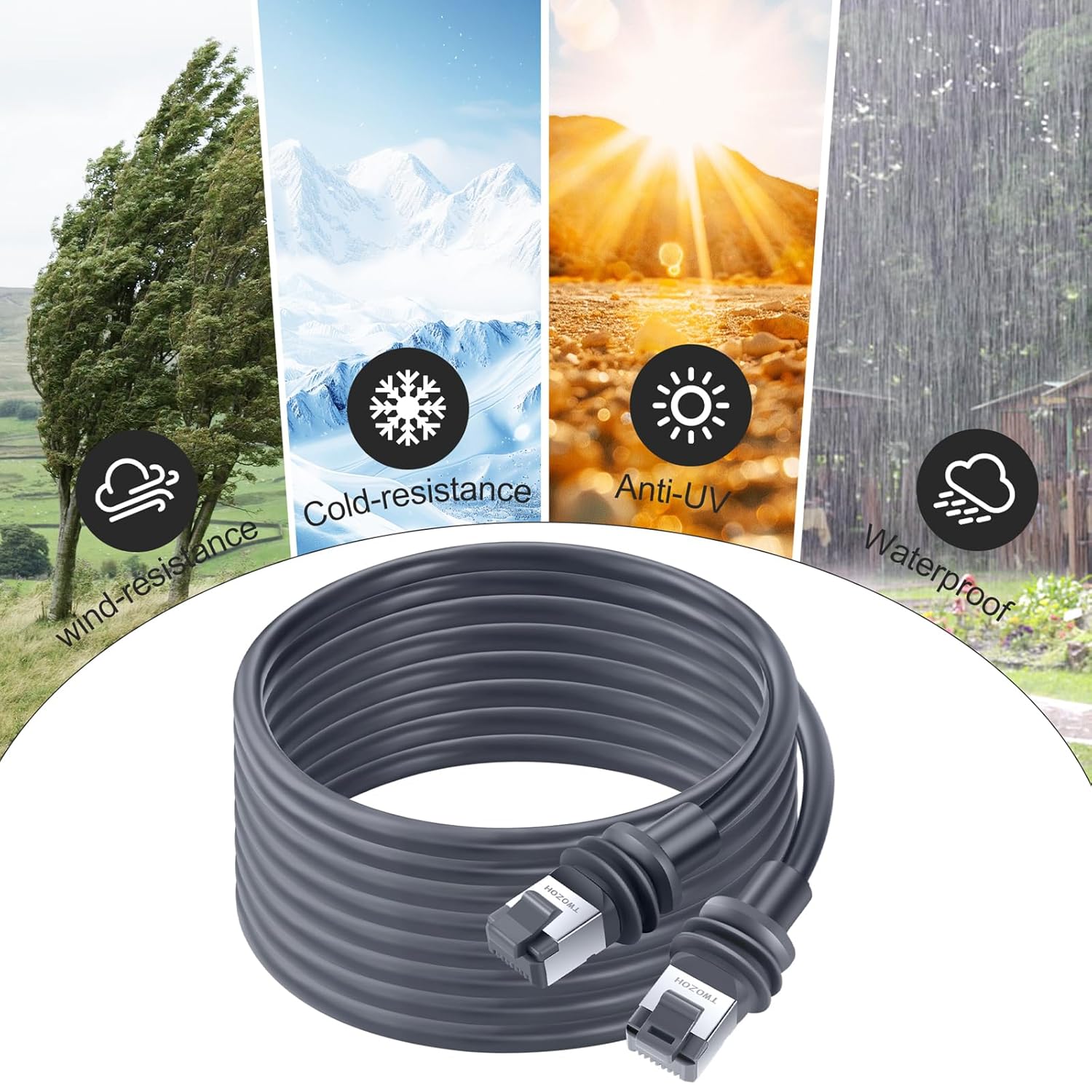 Twozoh Starlink Gen 3 Cable 30FT, Starlink Standard Gen 3 Satellite V3 Ethernet Cord for Waterproof Starlink Extension Replacement Cable Gray