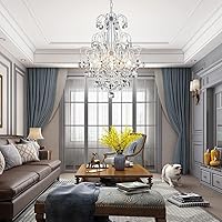 Vista 6 de WUZUPS Candelabro de cristal colgante de 5 luces, lámpara de techo moderna para dormitorio, pasillo, bar, cocina, baño, 22.6 pulgadas de alto x 19.2