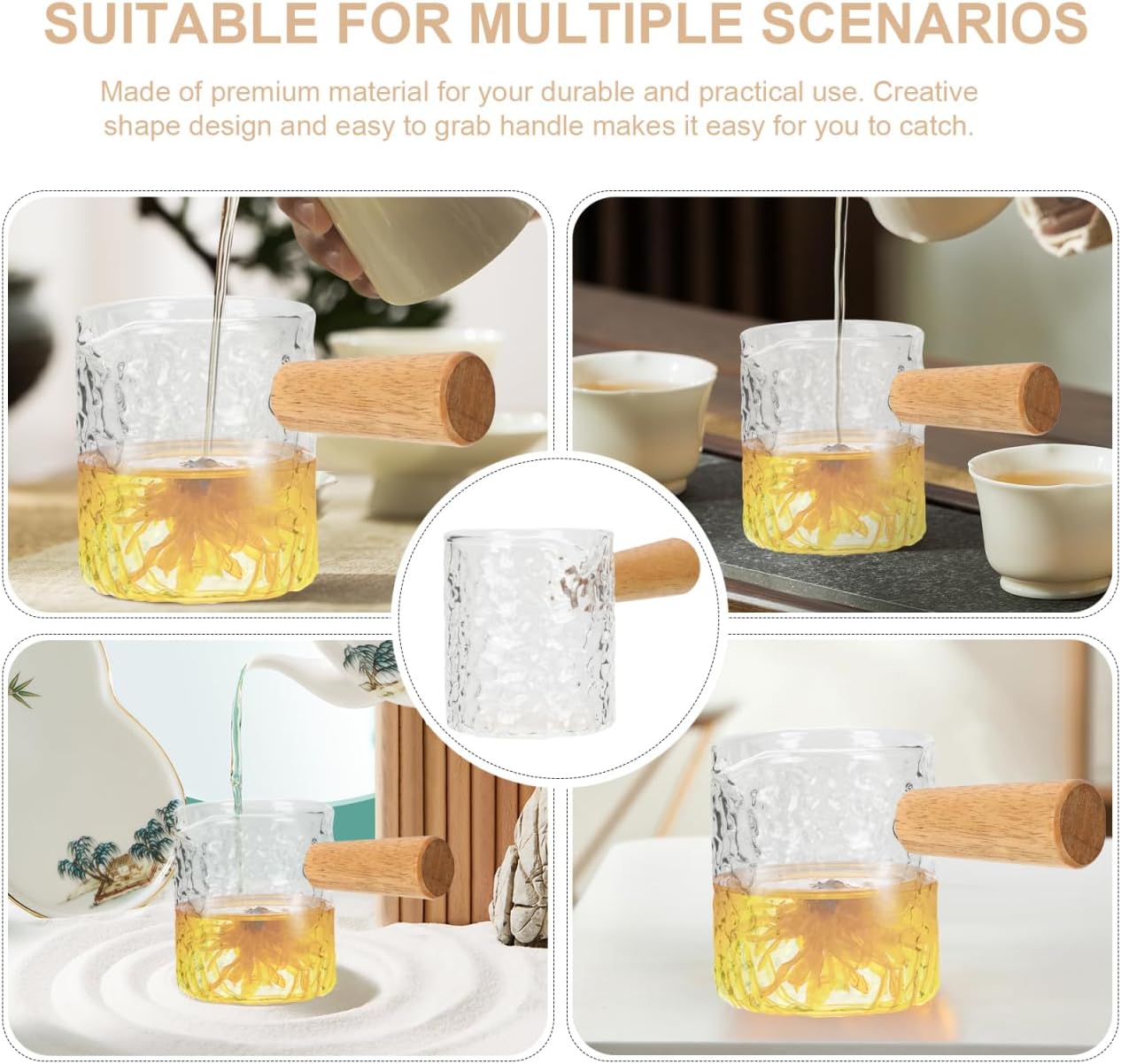ULTECHNOVO Hammer Pattern Coffee Milk Pitcher Glass Creamer Pitcher with Handle for Espresso Frothing Milk Juice Syrup and Sauce Dispensing 3.93 X 2.36 X 2.36 in