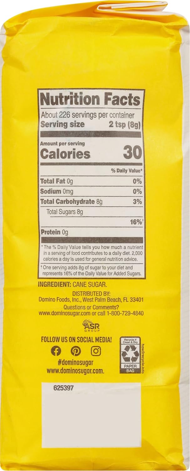Domino® Granulated Sugar, 4 lb Bag of Premium Pure Cane Sugar (Pack of 2) with Bonus Brand Recipe Card