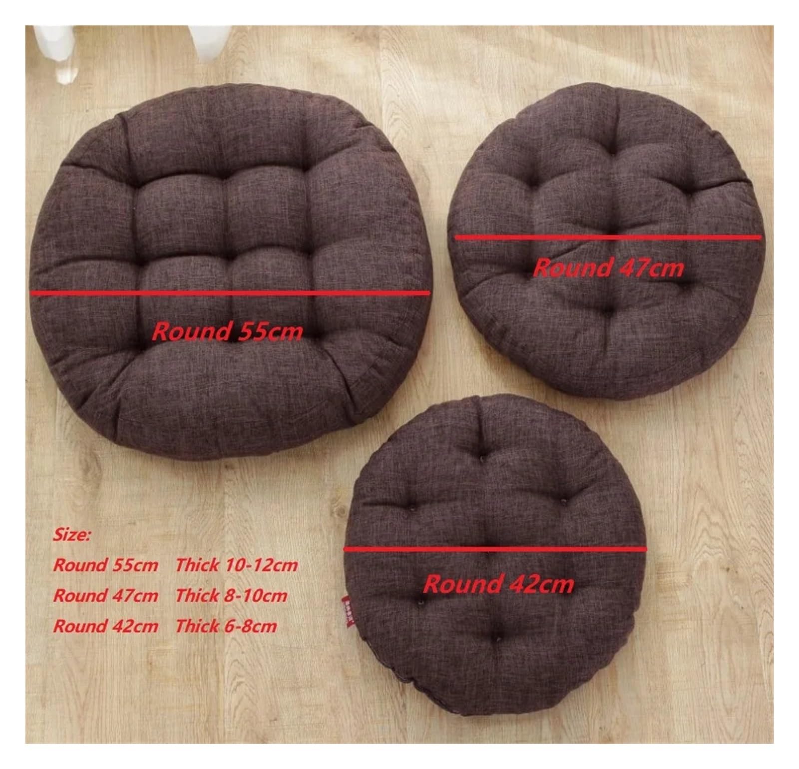 Großes rundes Yoga-Kissen, dunkelgrau, 55 cm, Meditationssitzpolster für Sofa, Stuhl, Bett, Auto, bequemes Bodenkissen für Esszimmer, Wohnzimmer und Entspannung
