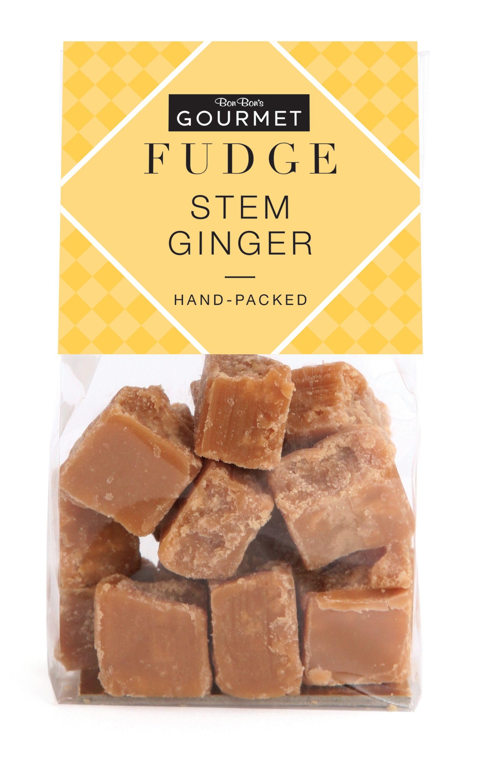 Bon Bon's Gourmet - Stem Ginger Fudge Bag, Handmade British Fudge 150g