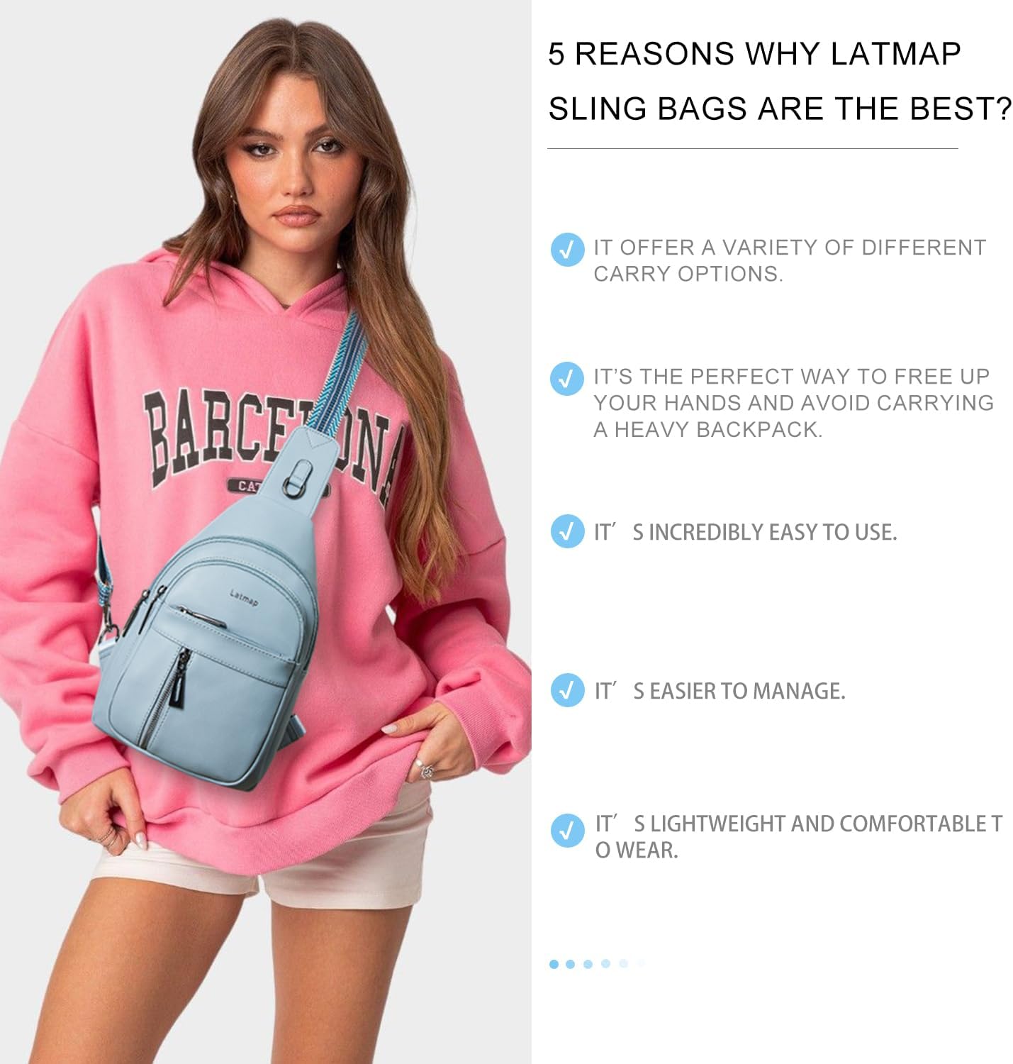 7L Sling Bag For Women Men Backpack Fanny Pack Crossbody Chest Travel Shoulder Belt Bags Purse Handbag PU Leather - Image 2